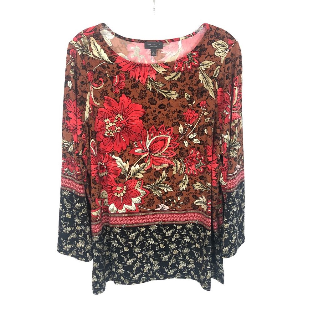NWT Womens Size Large The Limited Collection Floral Chintz Stretch Jersey Blouse